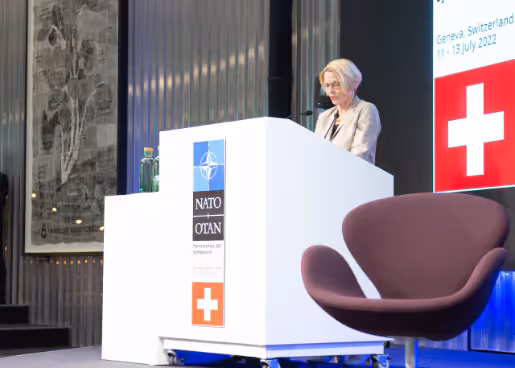 La secrétaire d’État Livia Leu lors du coup d’envoi du symposium.